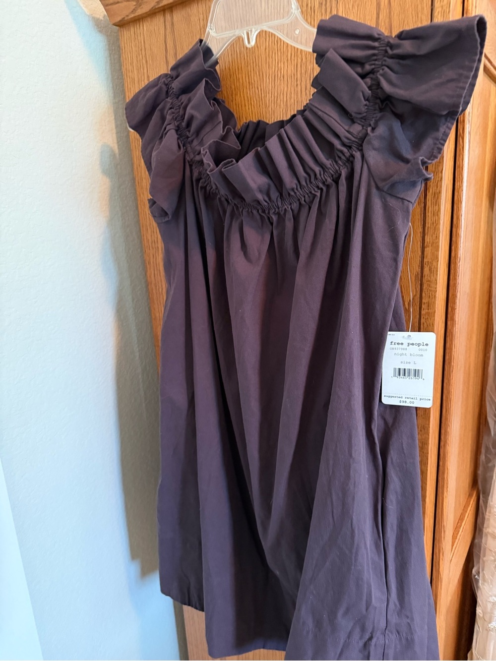 Free People Flutter Sleeve Swing Dress in Plum